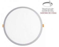 Downlight panel LED Redondo 230mm Blanco 20W, Corte ajustable 50 a 205mm, Serie P